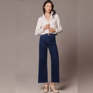 Maeve Ettie Dark Blue Flare Jeans- Anthropologie